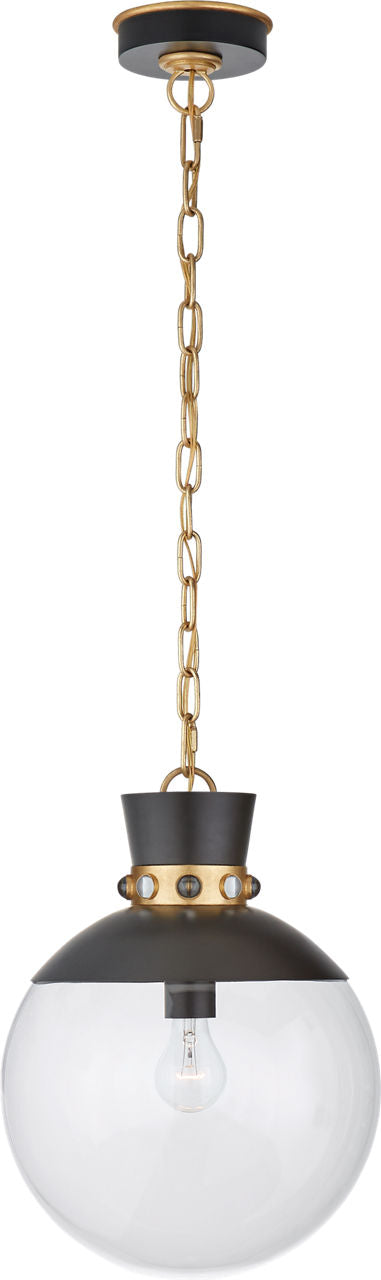 Lucia Medium Pendant | Matte Black and Gild | Clear Glass