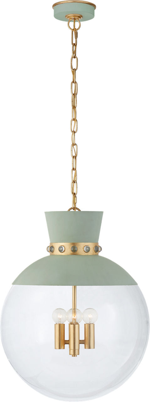 Lucia Large Pendant | Celadon and Gild | Clear Glass
