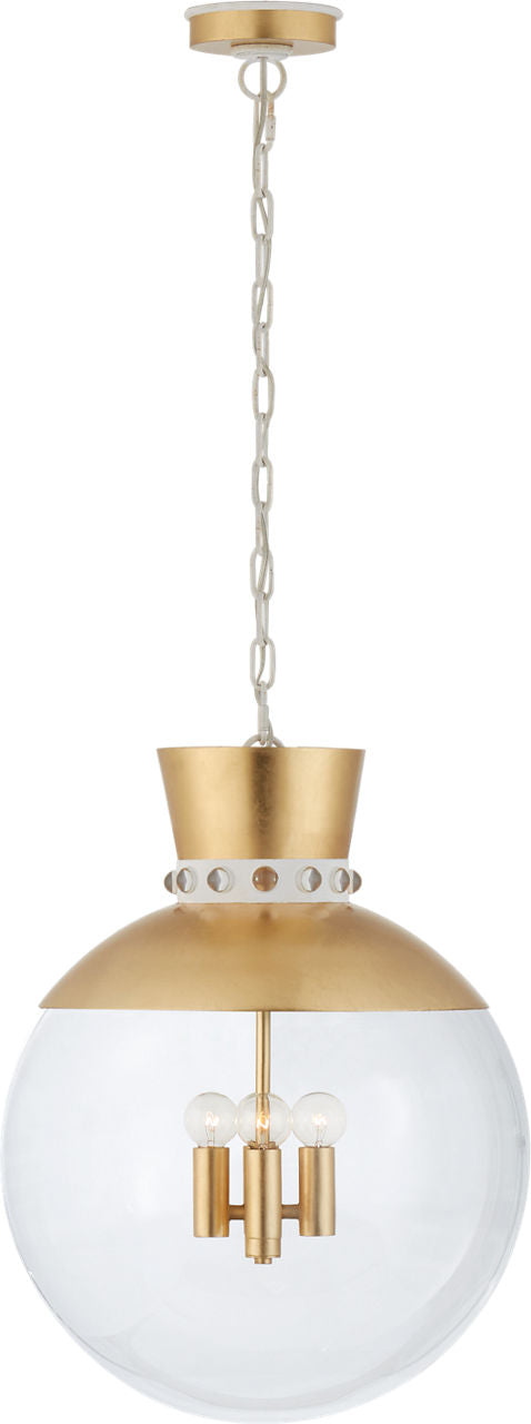 Lucia Large Pendant | Gild and White | Clear Glass