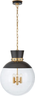 Lucia Large Pendant | Matte Black and Gild | Clear Glass
