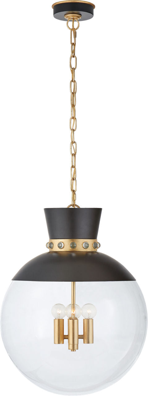 Lucia Large Pendant | Matte Black and Gild | Clear Glass
