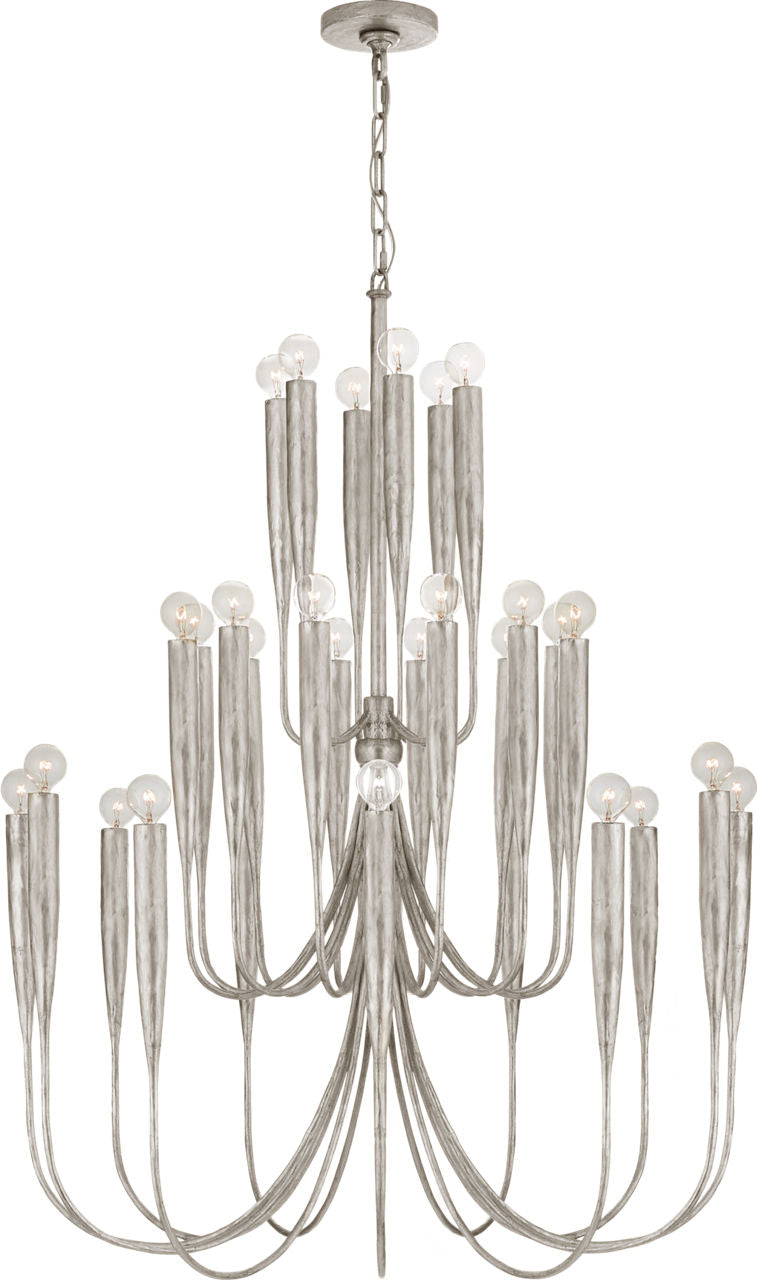 Acadia Large Chandelier | Burnished Silver Leaf