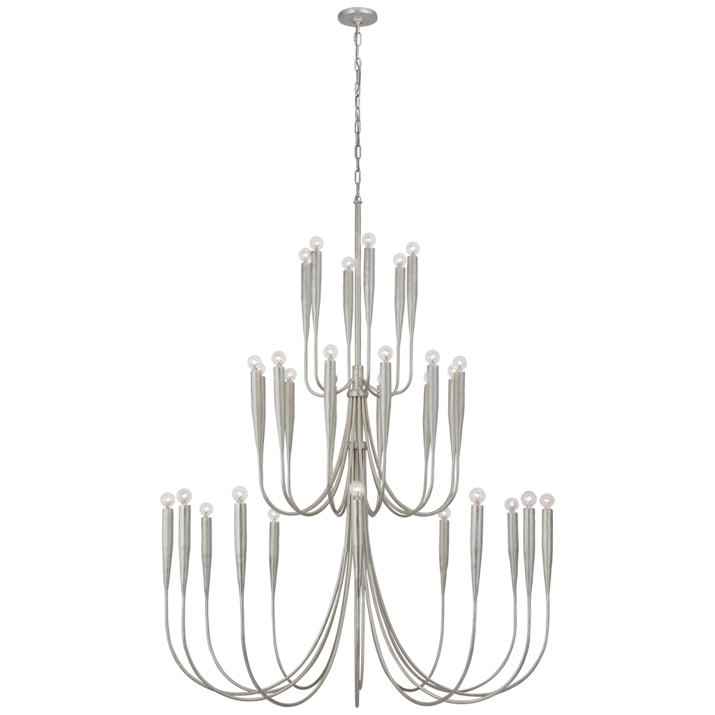 Acadia 52" Grande Chandelier | Burnished Silver Leaf