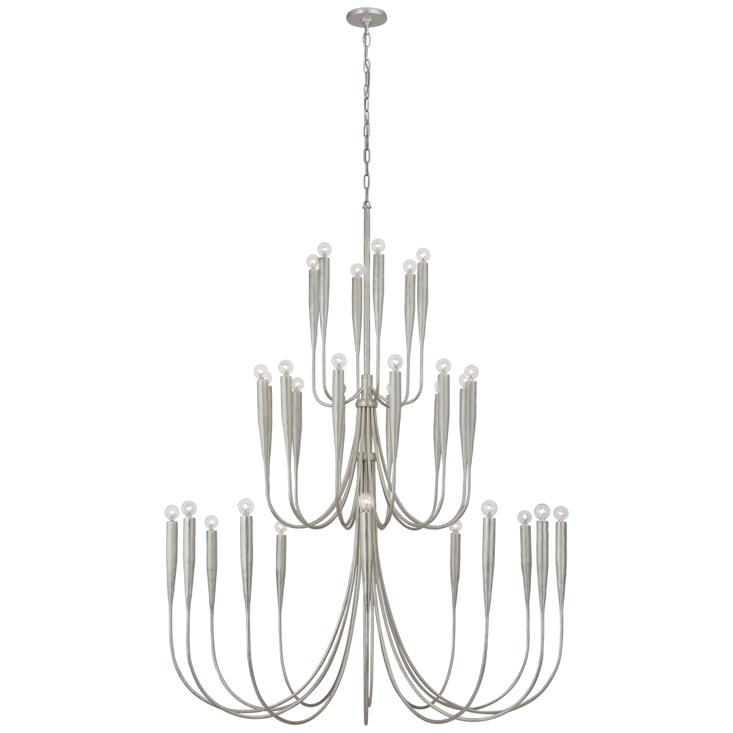 Acadia 52" Grande Chandelier | Burnished Silver Leaf