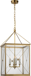 Rossi Medium Lantern | Antique-Burnished Brass | Clear Glass