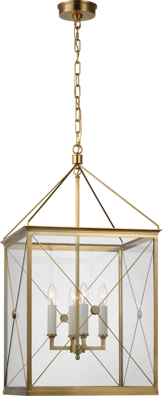Rossi Medium Lantern | Antique-Burnished Brass | Clear Glass