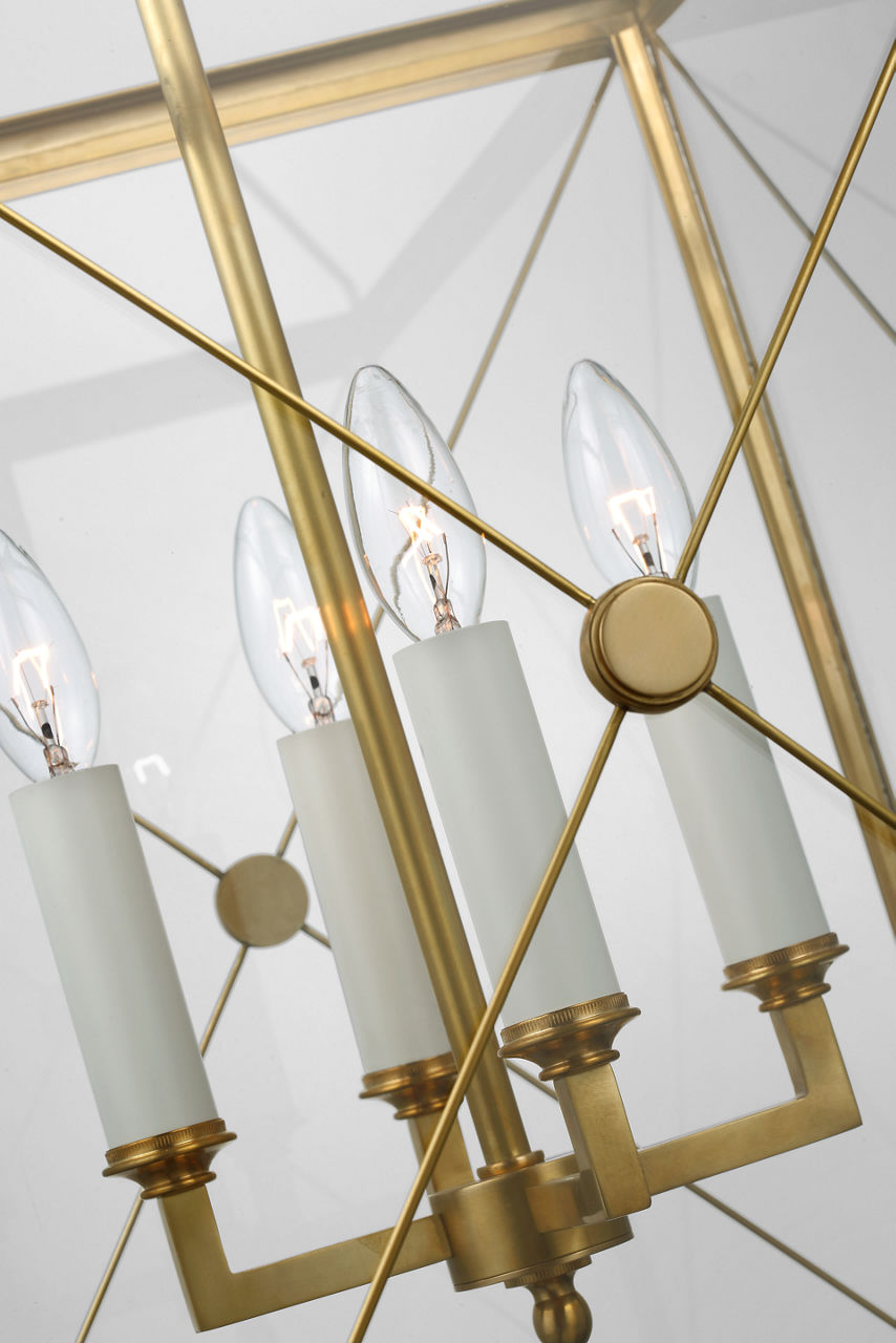 Rossi Medium Lantern | Antique-Burnished Brass | Clear Glass