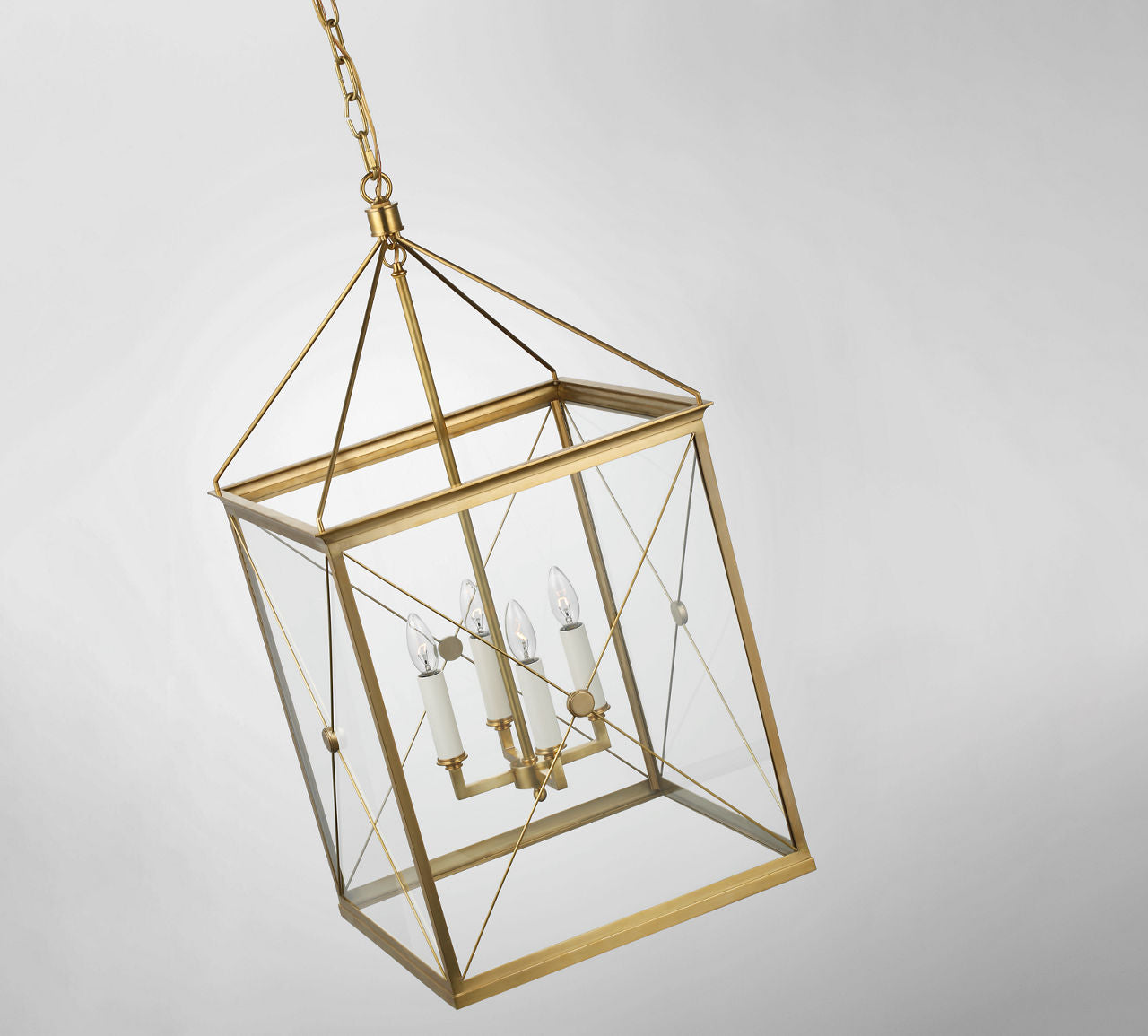 Rossi Medium Lantern | Antique-Burnished Brass | Clear Glass