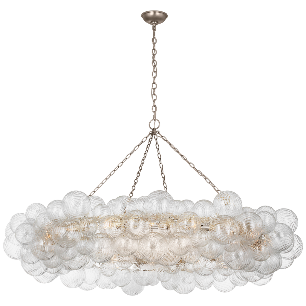 Talia 63" Ring Chandelier | Burnished Silver Leaf and Clear Swirled Glass