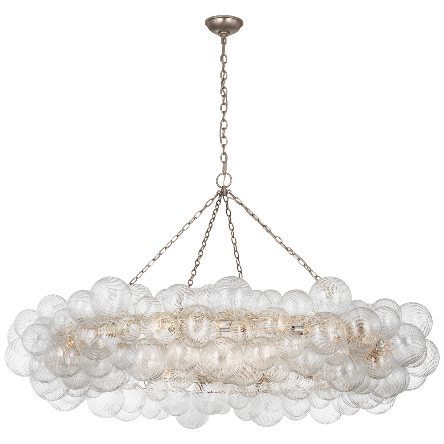 Talia 63" Ring Chandelier | Burnished Silver Leaf and Clear Swirled Glass