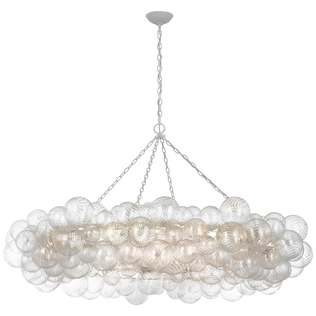 Talia 63" Ring Chandelier | Plaster White and Clear Swirled Glass