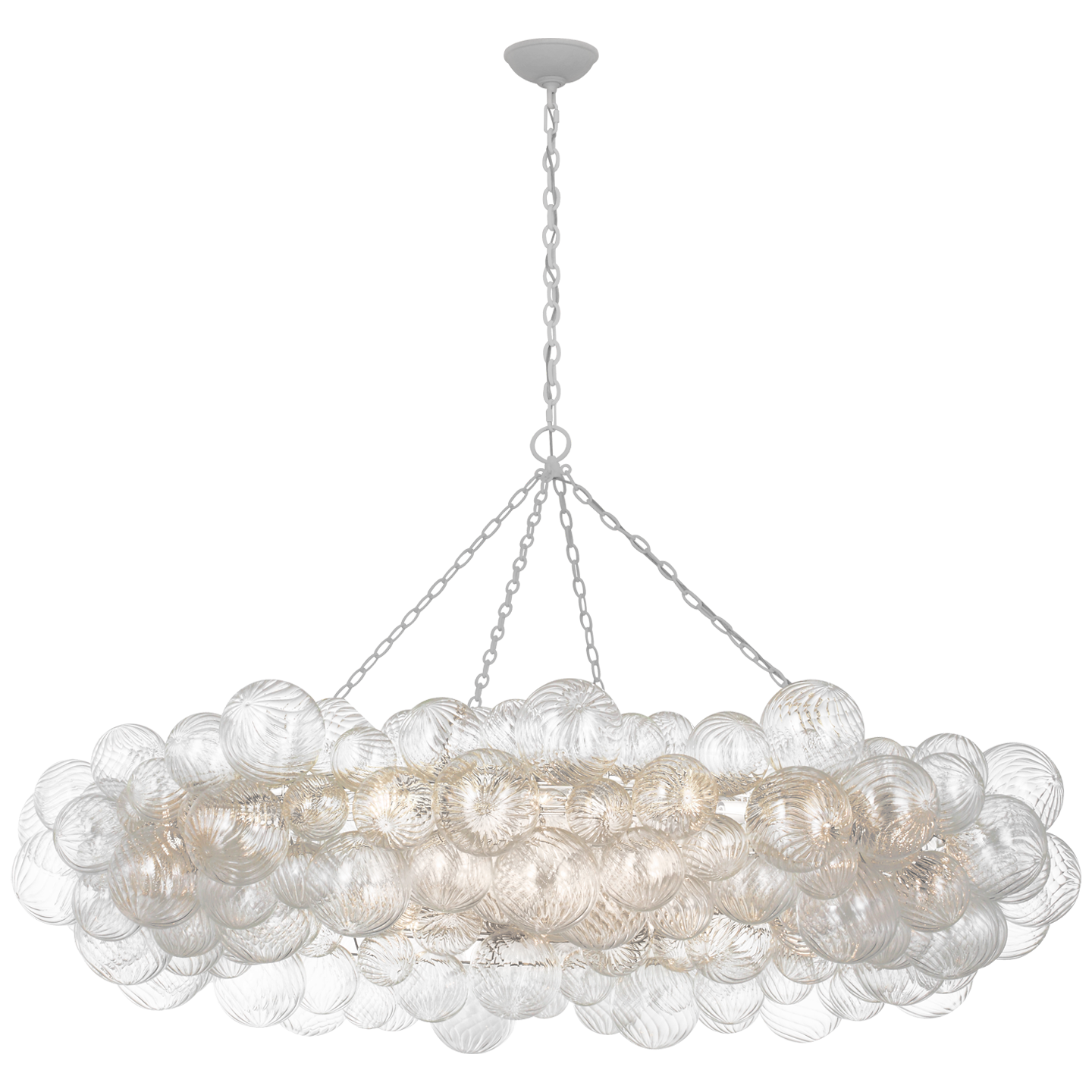 Talia 63" Ring Chandelier | Plaster White and Clear Swirled Glass