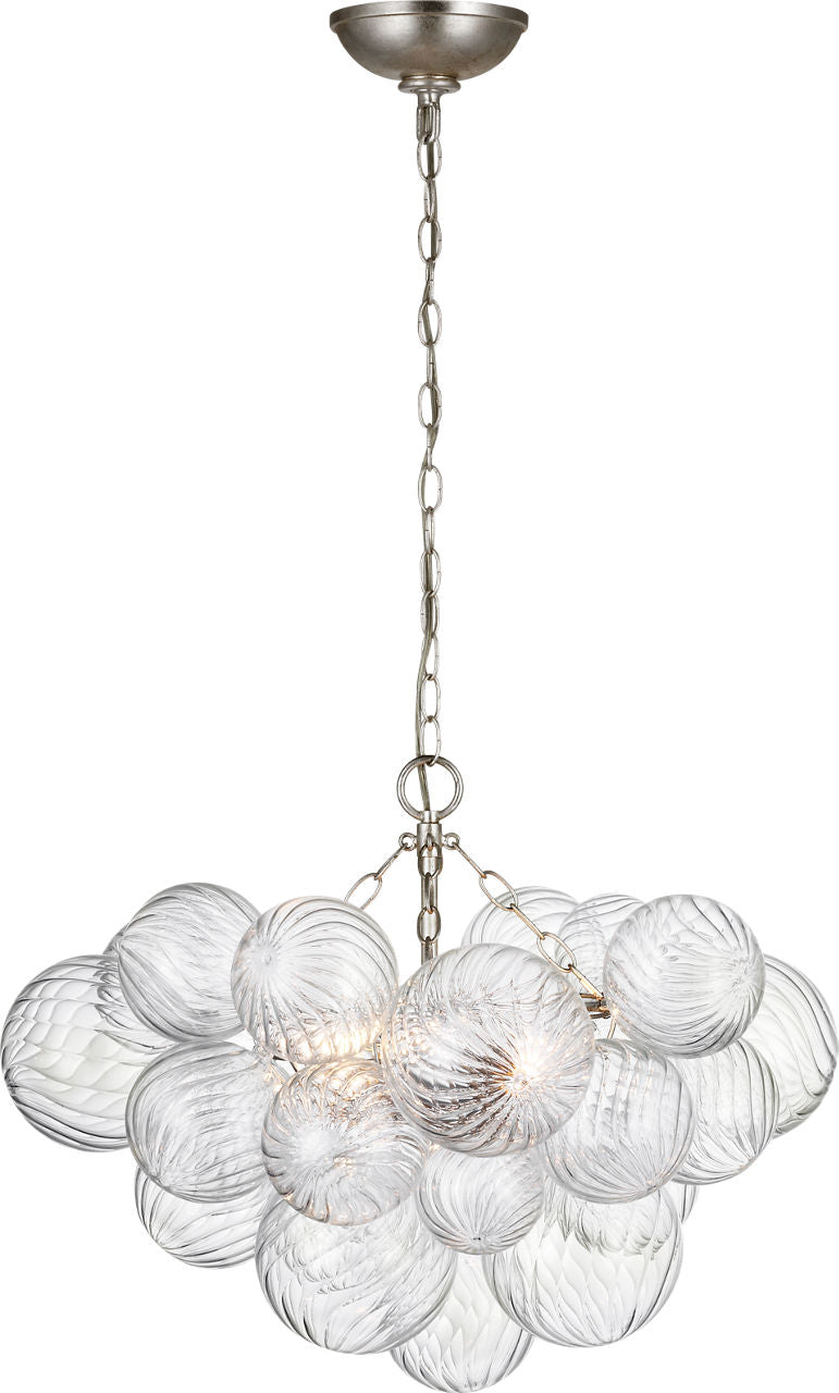 Talia Small Chandelier | Burnished Silver Leaf and Clear Swirled Glass