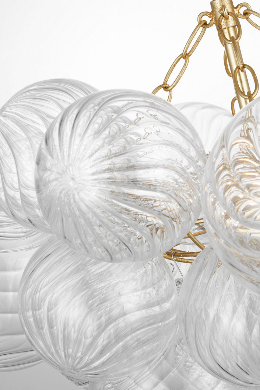 Talia Small Chandelier | Gild and Clear Swirled Glass
