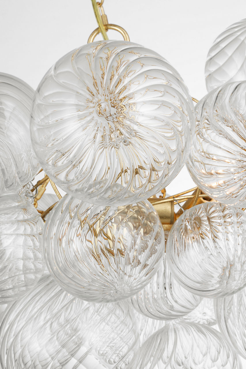 Talia Small Chandelier | Gild and Clear Swirled Glass