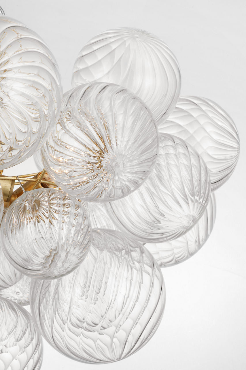 Talia Small Chandelier | Gild and Clear Swirled Glass