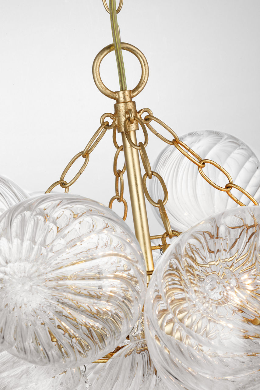 Talia Small Chandelier | Gild and Clear Swirled Glass