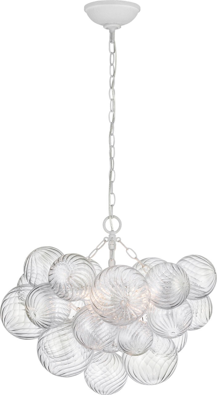 Talia Small Chandelier | Plaster White and Clear Swirled Glass