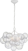 Talia Small Chandelier | Plaster White and Clear Swirled Glass