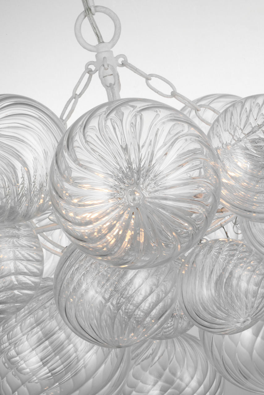 Talia Small Chandelier | Plaster White and Clear Swirled Glass
