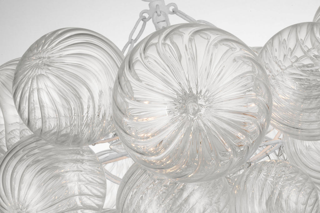 Talia Small Chandelier | Plaster White and Clear Swirled Glass