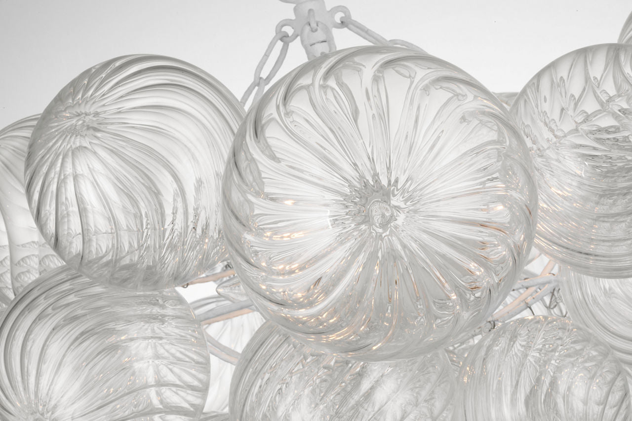 Talia Small Chandelier | Plaster White and Clear Swirled Glass
