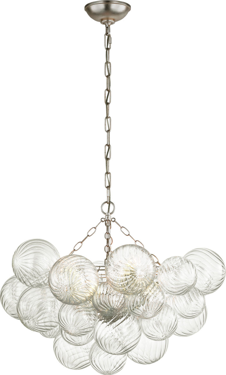 Talia Medium Chandelier | Burnished Silver Leaf and Clear Swirled Glass