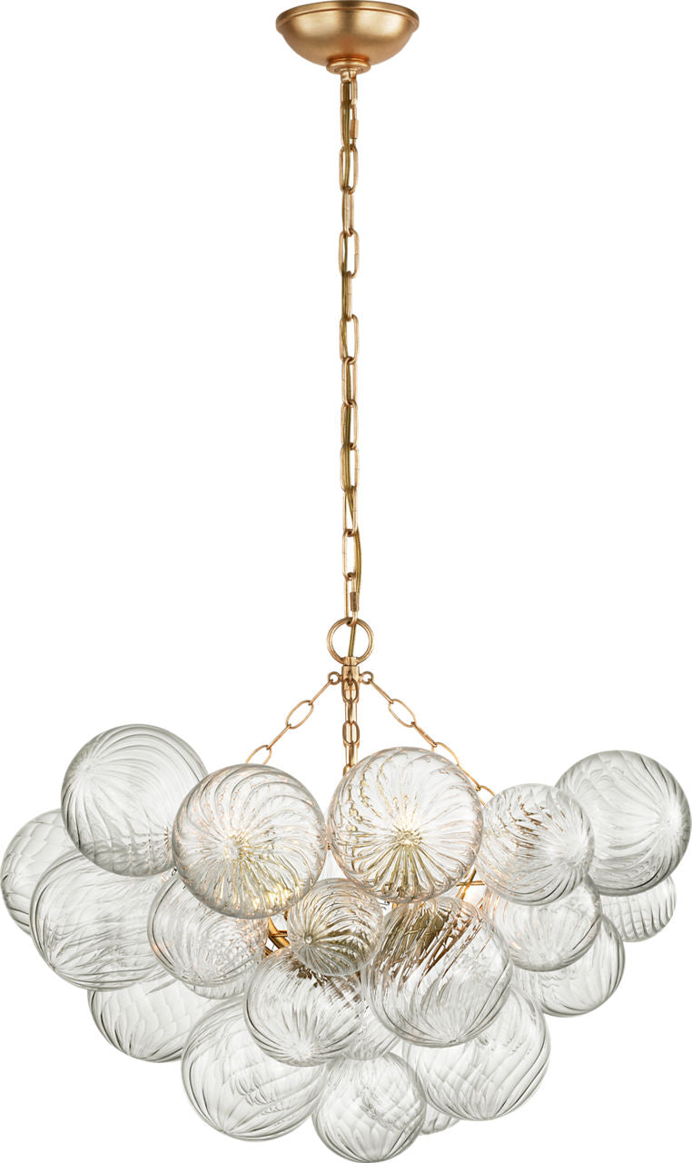 Talia Medium Chandelier | Gild and Clear Swirled Glass