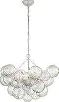 Talia Medium Chandelier | Plaster White and Clear Swirled Glass