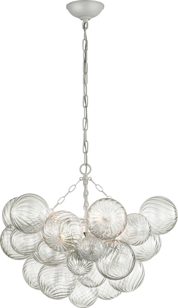 Talia Medium Chandelier | Plaster White and Clear Swirled Glass