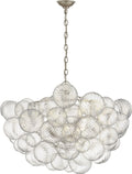 Talia Large Chandelier | Burnished Silver Leaf and Clear Swirled Glass