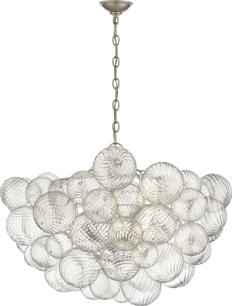 Talia Large Chandelier | Burnished Silver Leaf and Clear Swirled Glass