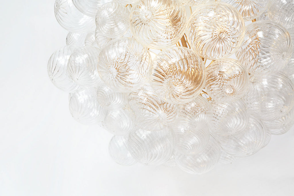 Talia Large Chandelier | Gild and Clear Swirled Glass