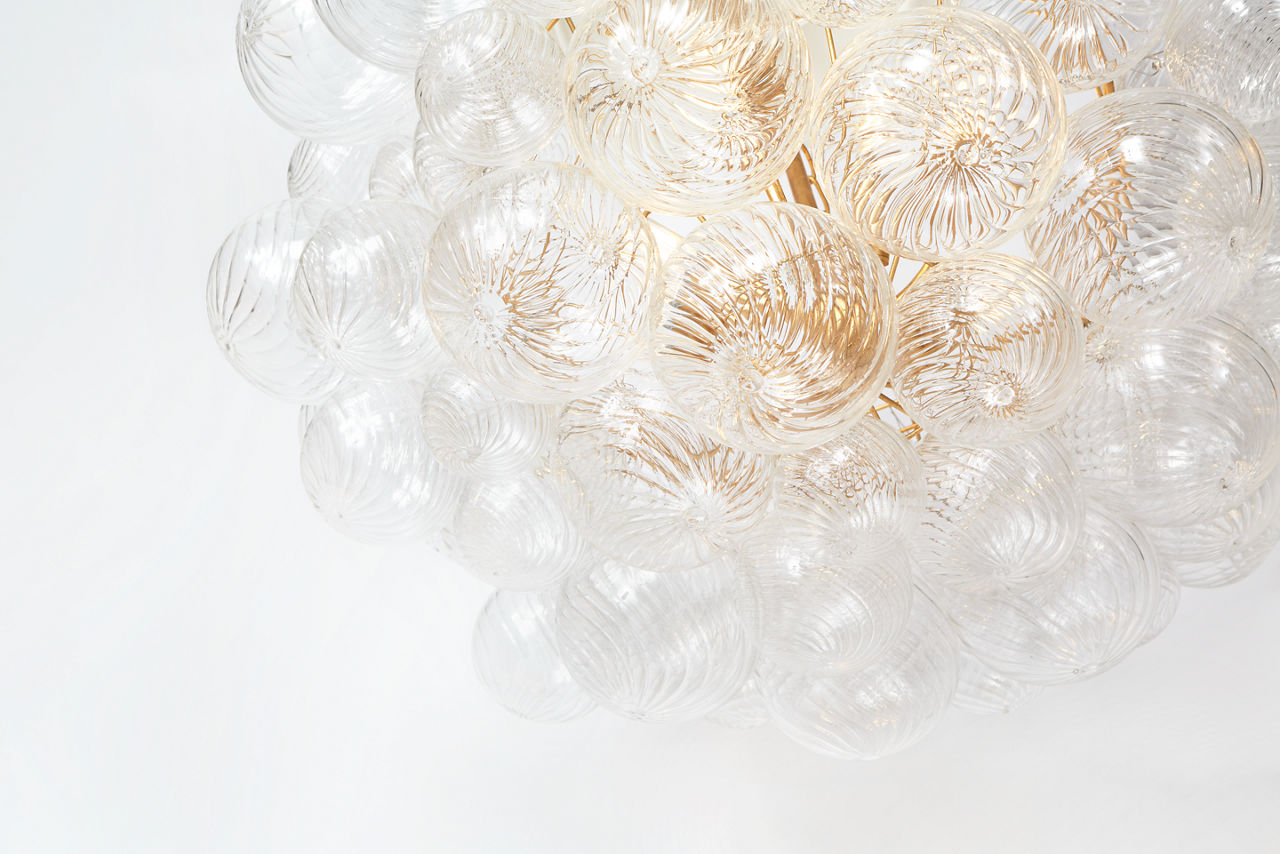 Talia Large Chandelier | Gild and Clear Swirled Glass
