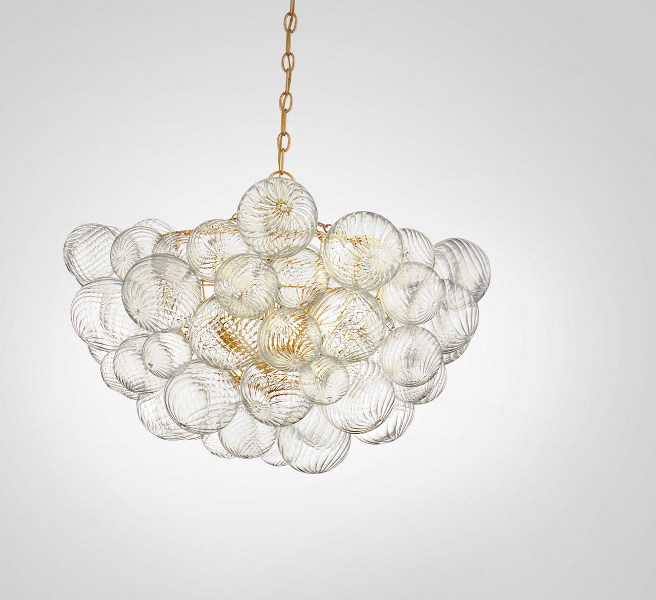 Talia Large Chandelier | Gild and Clear Swirled Glass