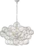 Talia Large Chandelier | Plaster White and Clear Swirled Glass