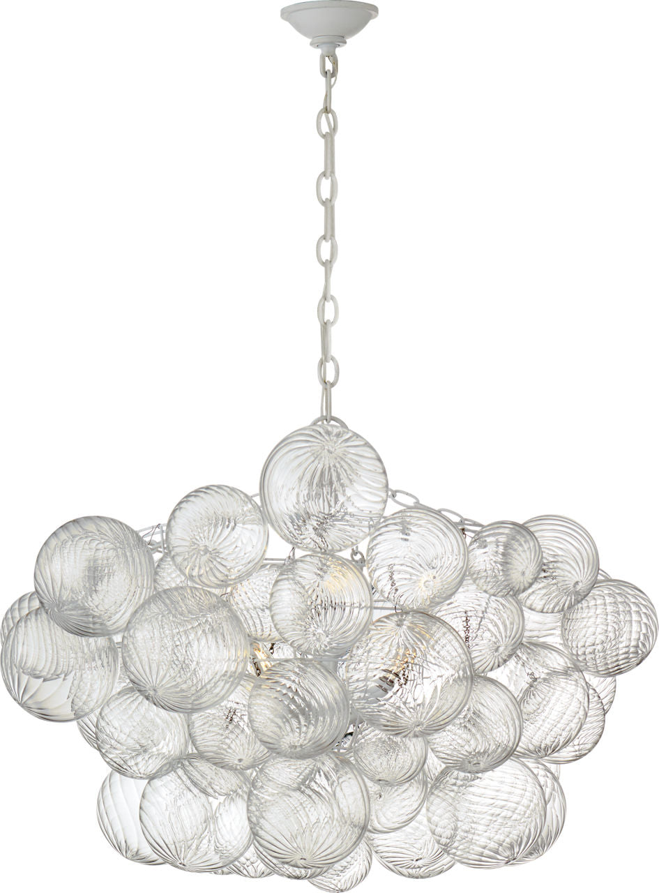 Talia Large Chandelier | Plaster White and Clear Swirled Glass