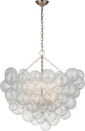 Talia Grande Chandelier | Burnished Silver Leaf | Clear Swirled Glass