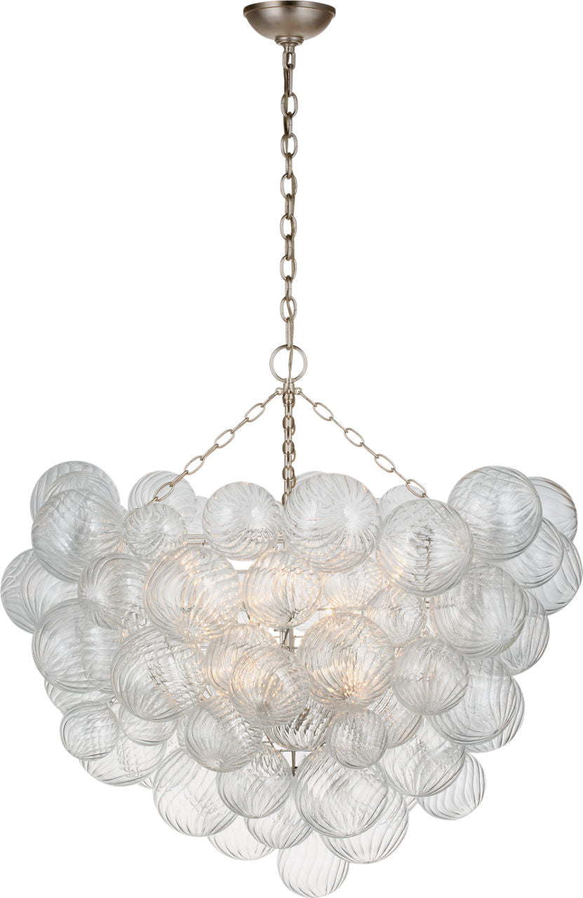 Talia Grande Chandelier | Burnished Silver Leaf | Clear Swirled Glass