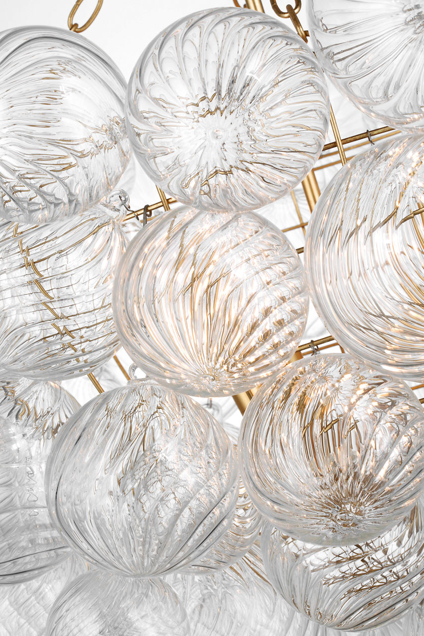 Talia Grande Chandelier | Gild | Clear Swirled Glass