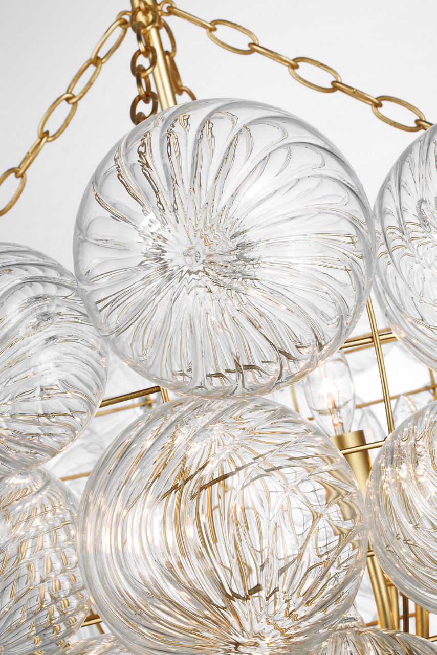 Talia Grande Chandelier | Gild | Clear Swirled Glass