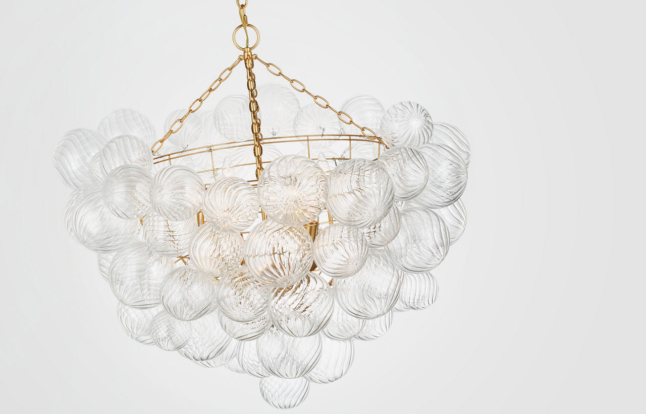 Talia Grande Chandelier | Gild | Clear Swirled Glass