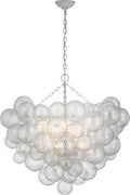 Talia Grande Chandelier | Plaster White | Clear Swirled Glass