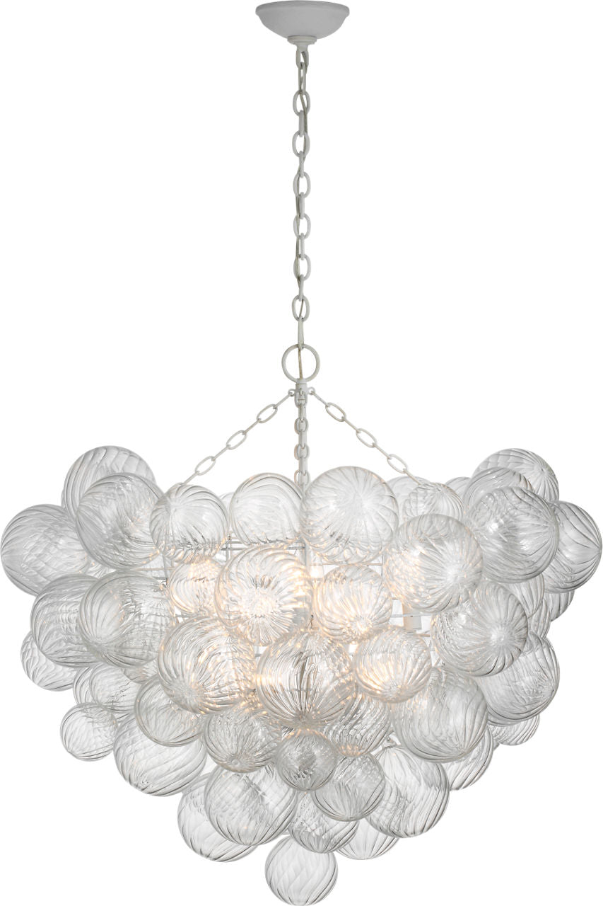 Talia Grande Chandelier | Plaster White | Clear Swirled Glass