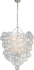 Talia Grande Entry Chandelier | Burnished Silver Leaf | Clear Swirled Glass