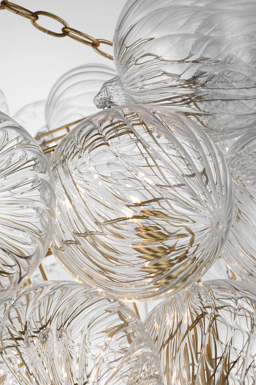 Talia Grande Entry Chandelier | Gild | Clear Swirled Glass