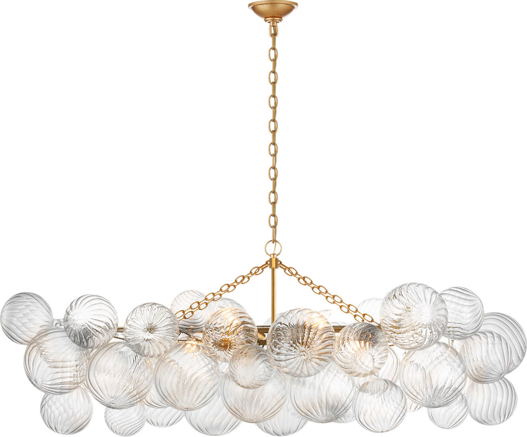 Talia Medium Linear Chandelier | Gild | Clear Swirled Glass