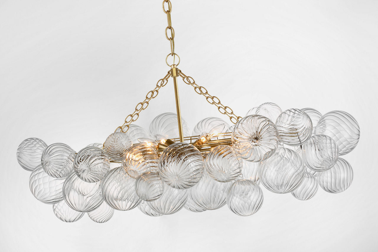 Talia Medium Linear Chandelier | Gild | Clear Swirled Glass
