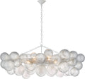 Talia Medium Linear Chandelier | Plaster White | Clear Swirled Glass