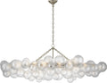 Talia Large Linear Chandelier | Burnished Silver Leaf | Clear Swirled Glass